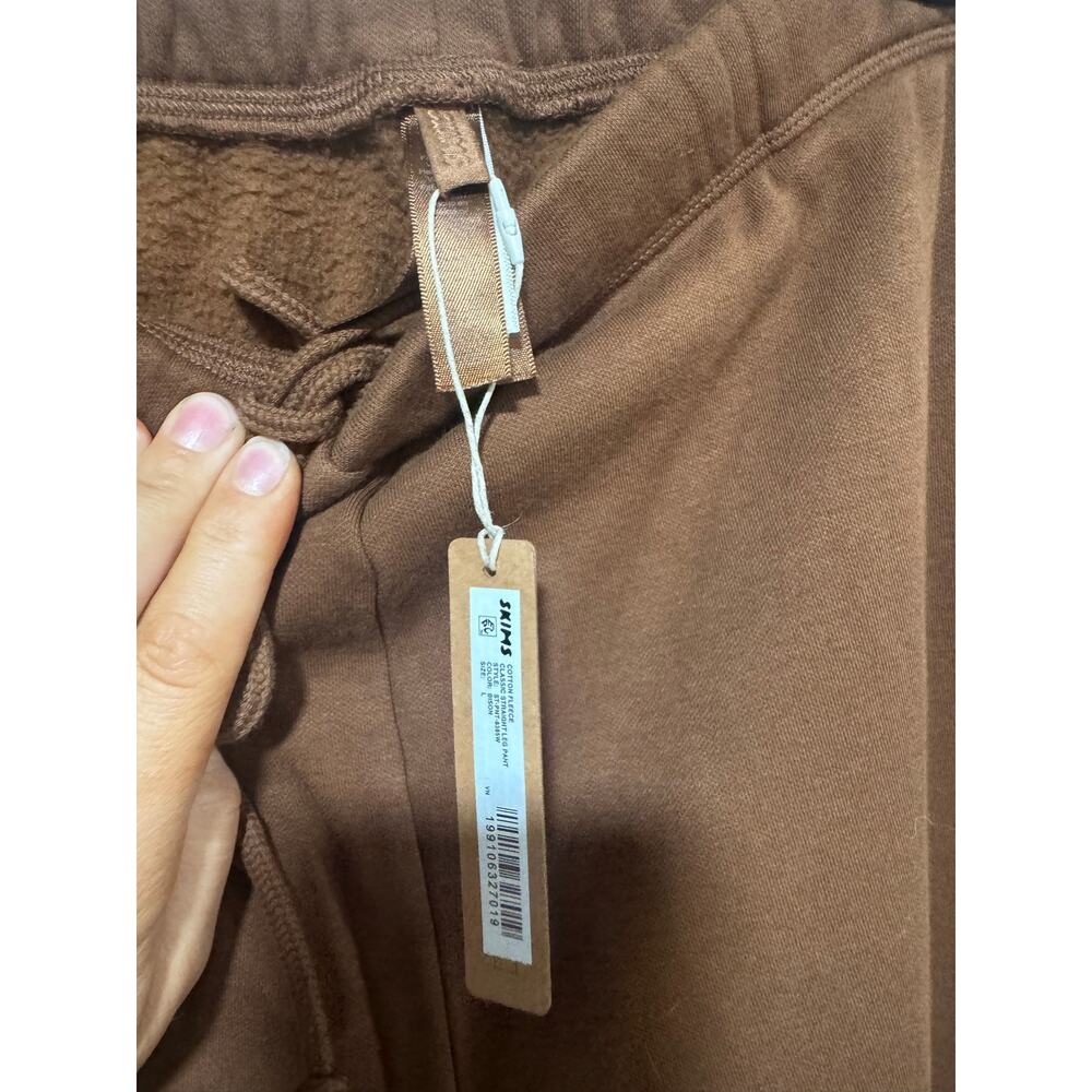 NWT SKIMS Cotton Fleece Straight Leg Pants Bison L Oversized Limited Edition - Picture 10 of 11